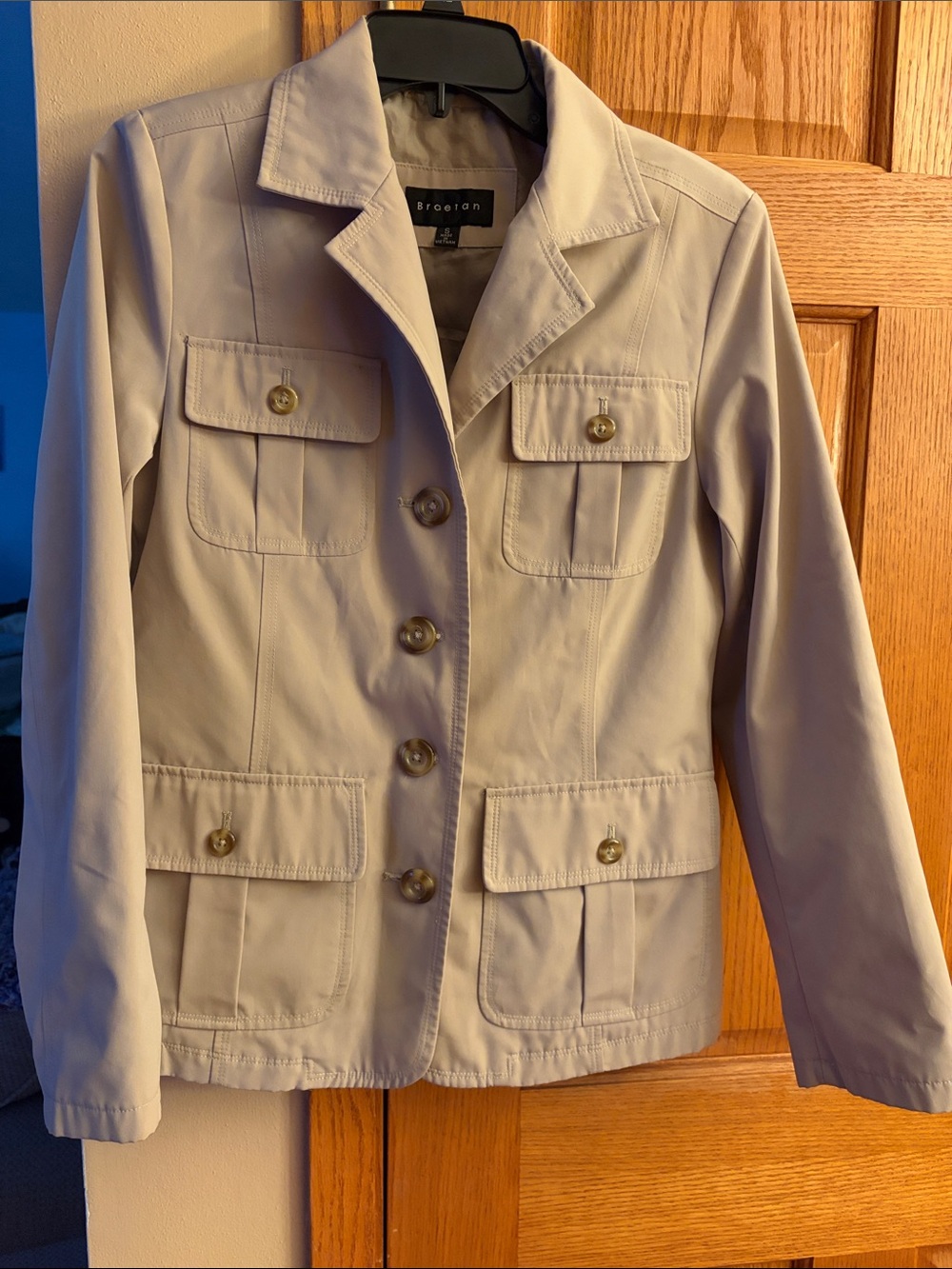 Braetan Beige Jacket with Button Flap Pockets - Size Small